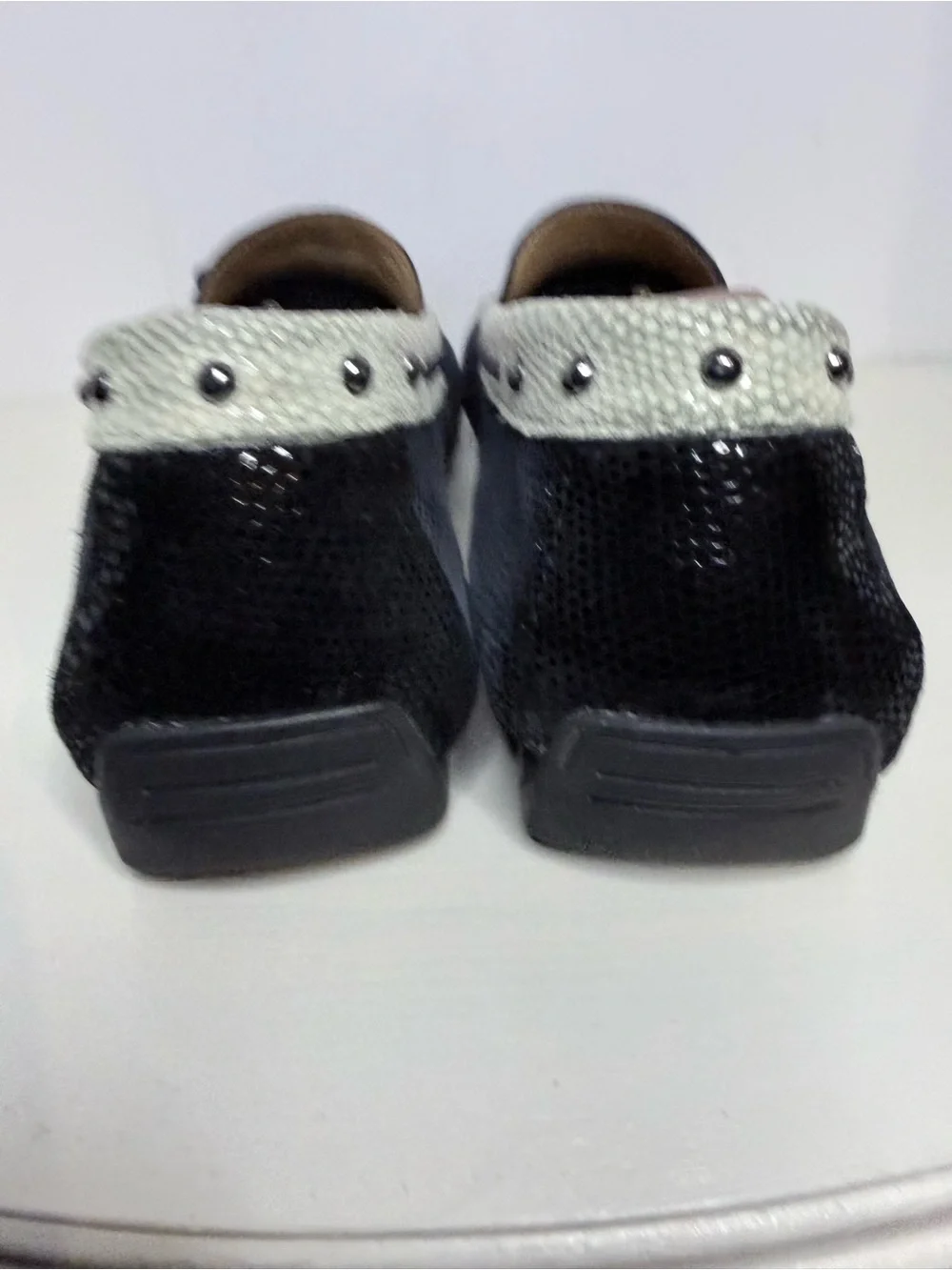 Vaneli Blue and Black Tassel Loafers with Stud Accents Tassles Size 9.5M